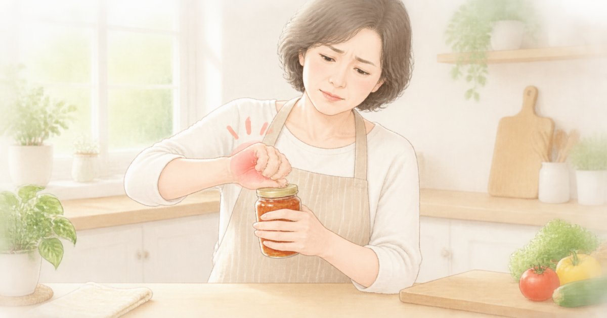 瓶のフタが開けにくい親指の痛み、母指CM関節症?